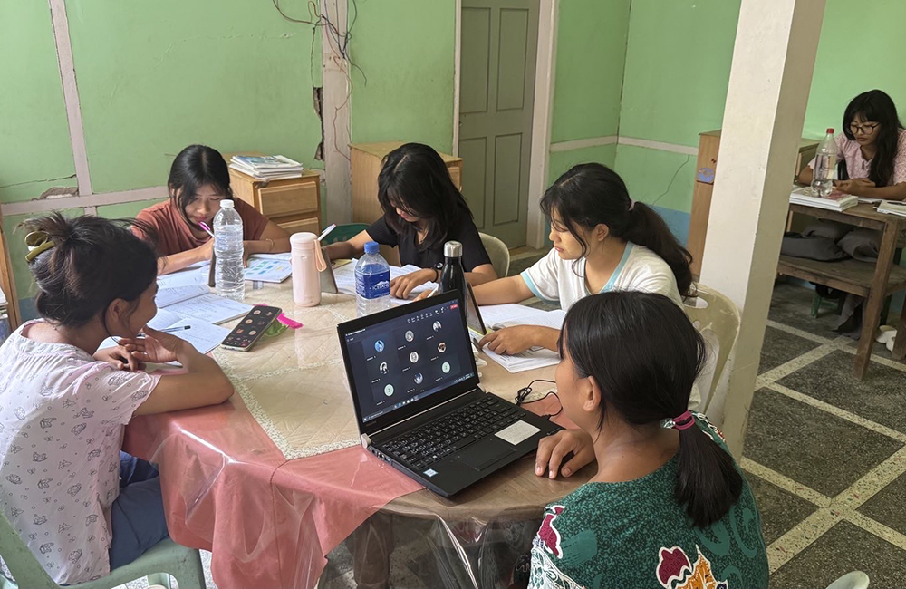 Students at St. Joseph's Orphanage attended an online learning program on June 25. The orphanage currently serves about 20 orphan girls, mostly from the Kachin, Chin and Bamar ethnic tribes.  (John Zaw)