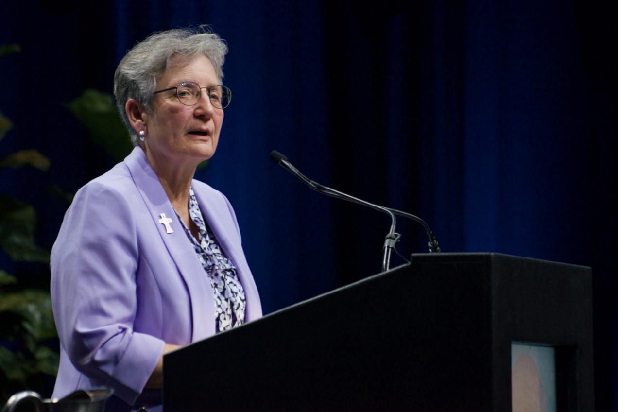 Hna. Mary Pat Garvin [Hermanas de la Misericordia], galardonada con el Premio al Liderazgo Sobresaliente de este año de LCWR. (Foto: GSR/Dan Stockman)