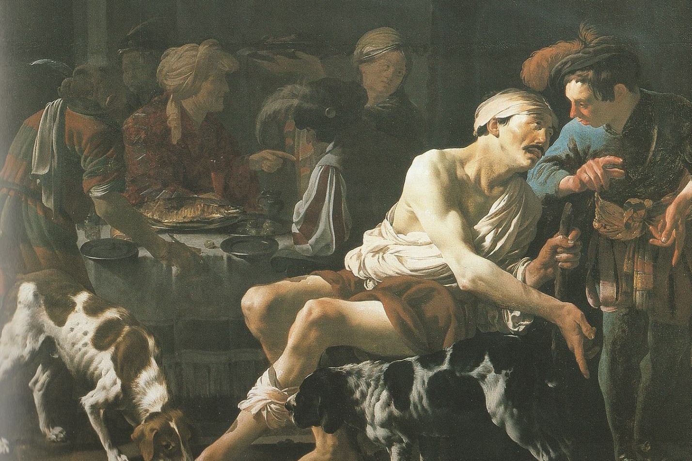 La parábola del hombre rico y el pobre Lázaro, óleo sobre lienzo de Hendrick ter Brugghen, alrededor de 1625. (Foto: Wikimedia Commons/obra de dominio público)