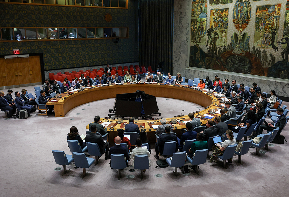 The United Nations Security Council meets about conflicts in the Middle East at U.N. headquarters in New York City, June 30, 2025. (OSV News/Reuters/Kylie Cooper)