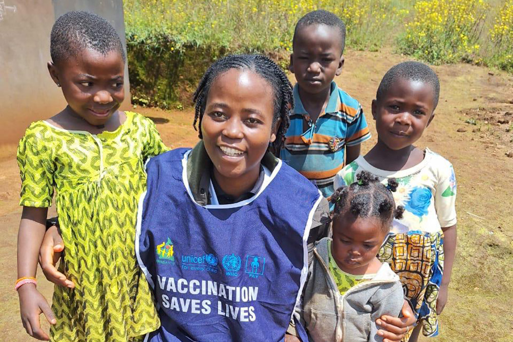 Sr. Veronica Nange Ngeh and her team carried out a vaccination outreach in the neighboring village of Mbih, Cameroon. (Courtesy of Veronica Nange Ngeh)