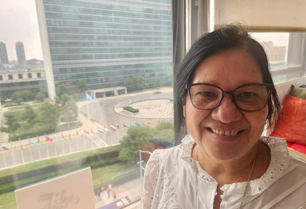 Sr. Melba Rosa Vasquez Rodriguez, who represents the Congregation of Notre Dame at the U.N., is pictured at the Church Center for the United Nations, across from the U.N.'s headquarters in New York City. (GSR photo/Chris Herlinger)