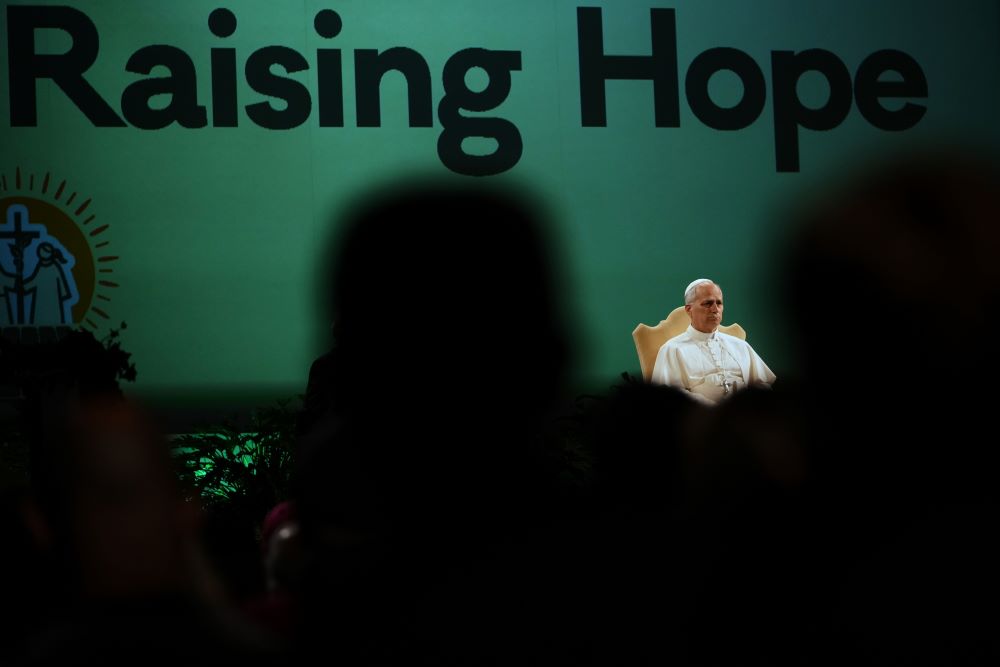 Pope Leo XIV attends the International conference "Raising Hope for Climate Justice." 