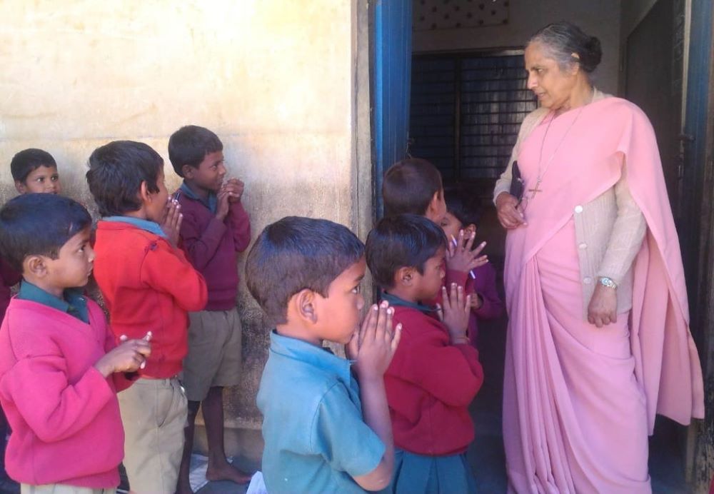Sr. Rosily Kolencherry visits a school in Bihar, India.