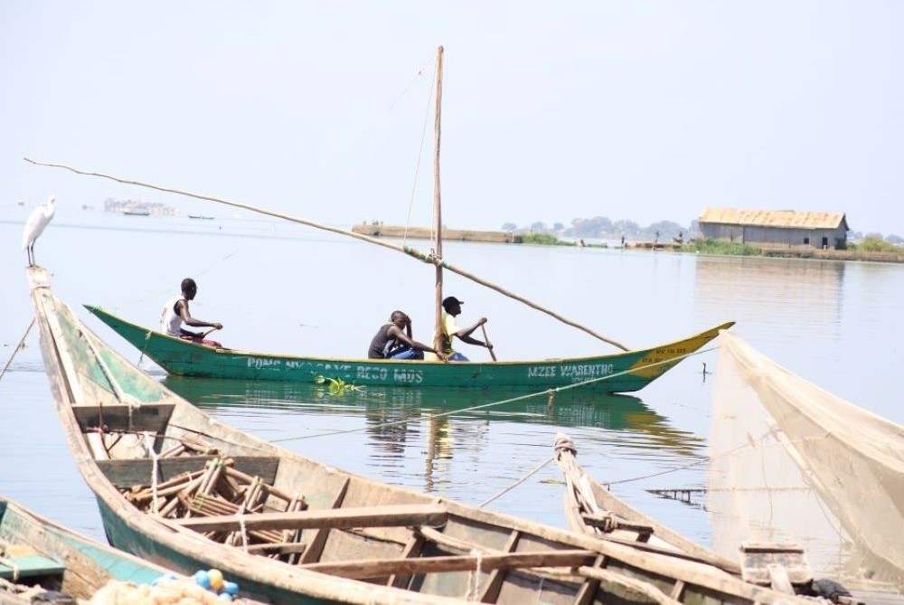 Fishermen work on Lake Victoria.