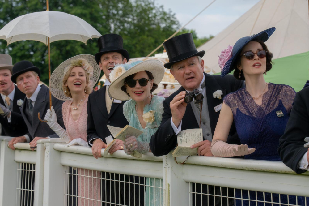 Laura Carmichael, Harry Hadden-Paton, Elizabeth McGovern, Hugh Bonneville, and Michelle Dockery star in a scene from the movie "Downton Abbey: The Grand Finale." (OSV News/Focus Features/Rory Mulvey)