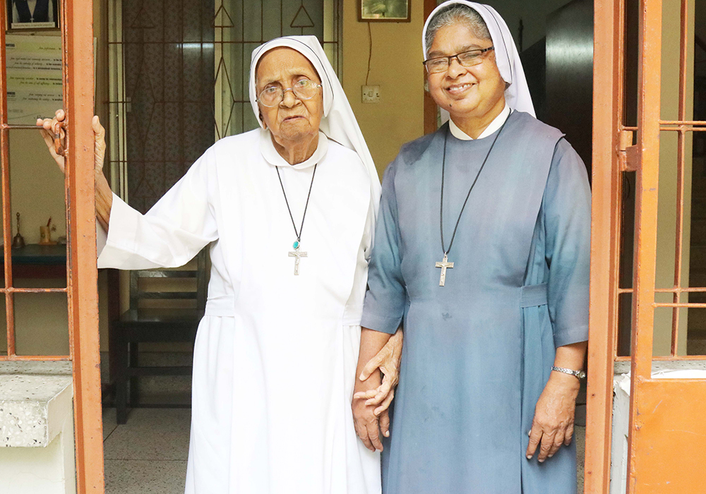 Sr. Albina Gomes, left, with Sr. Tressie Chacko, at the Casa Gaia convent in Rajshahi, Bangladesh, an Indigenous majority Catholic diocese (Stephan Uttom Rozario)