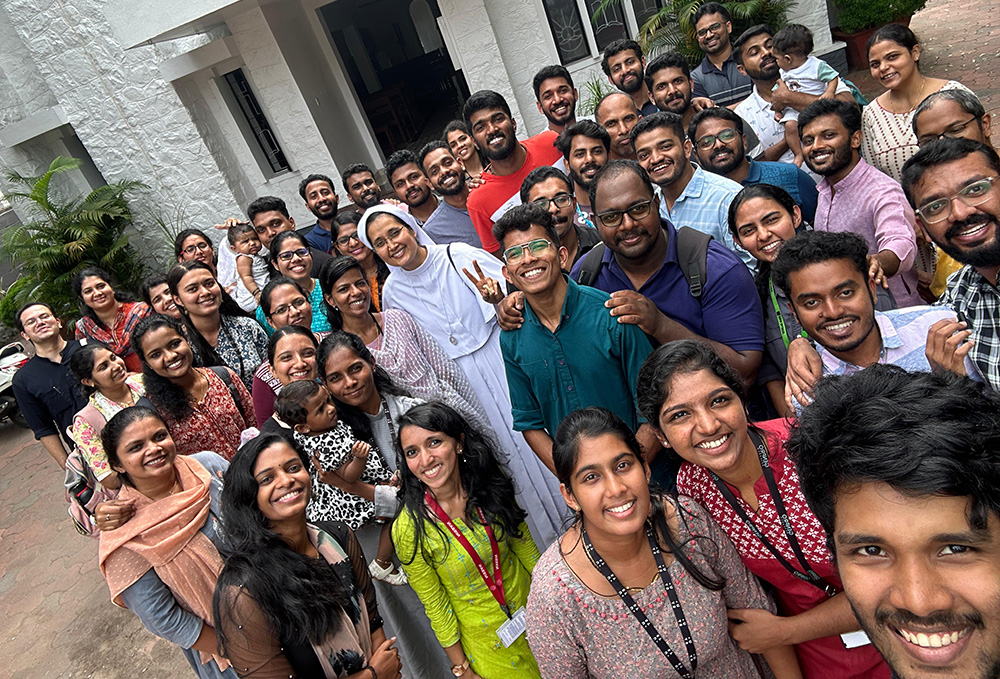 Sr. Christy Babu Cherpanath, a member of the Missionary Sisters of Mary Immaculate, with young people during a youth camp in Kerala, a southwestern Indian state. (Courtesy of Christy Babu Cherpanath)
