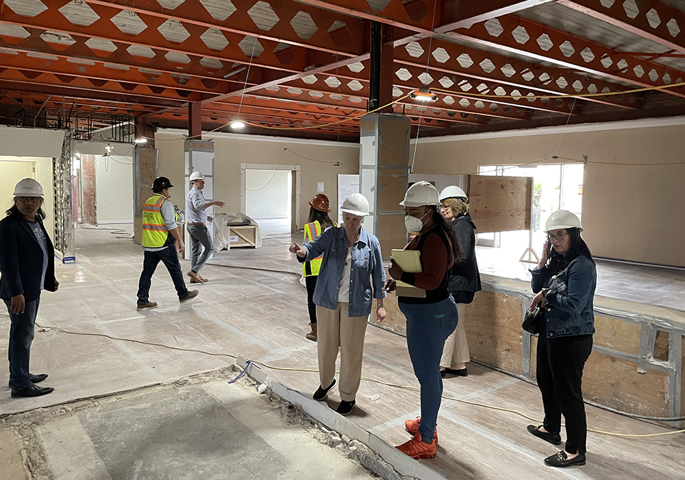 Officials tour the renovations taking place in May 2023 to convert the Sisters of St. Joseph of Orange motherhouse in Orange, California, into senior housing. (Courtesy of the Sisters of St. Joseph of Orange)
