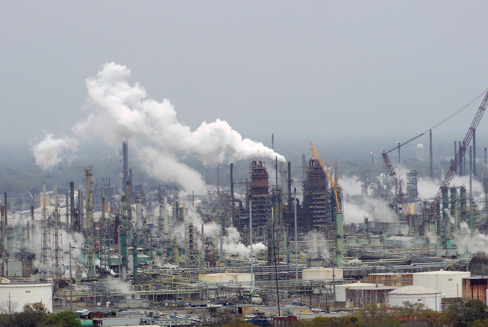 The ExxonMobil Refinery in Baton Rouge, Louisiana, is seen from the top of the Louisiana State Capitol, in a 2017 photo. (Wikimedia Commons/WClarke, CC by SA 4.0)