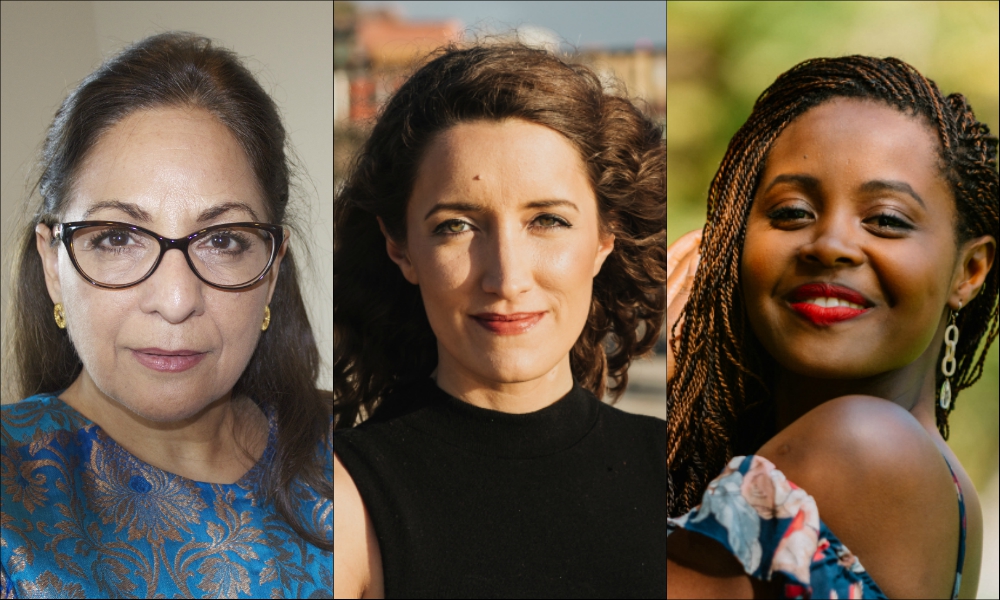 From left: Daisy Khan (Victoria Fleitz); Jean Guerrero (Stacy Keck); and Clemantine Wamariya (Julia Zave)