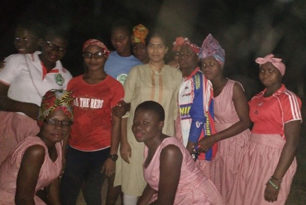 A group photo includes some of the people that the Franciscan Missionaries of Mary Sisters work with in Ghana (Courtesy of Sujitha Sudarvizhi Jeyapaul)