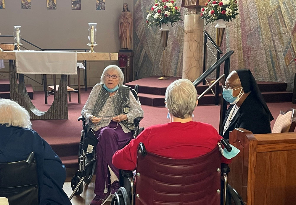 Holy Family Sr. Jean Martinez prays with the rosary group at Chateau de Notre Dame in New Orleans. (Courtesy of Jean Martinez)