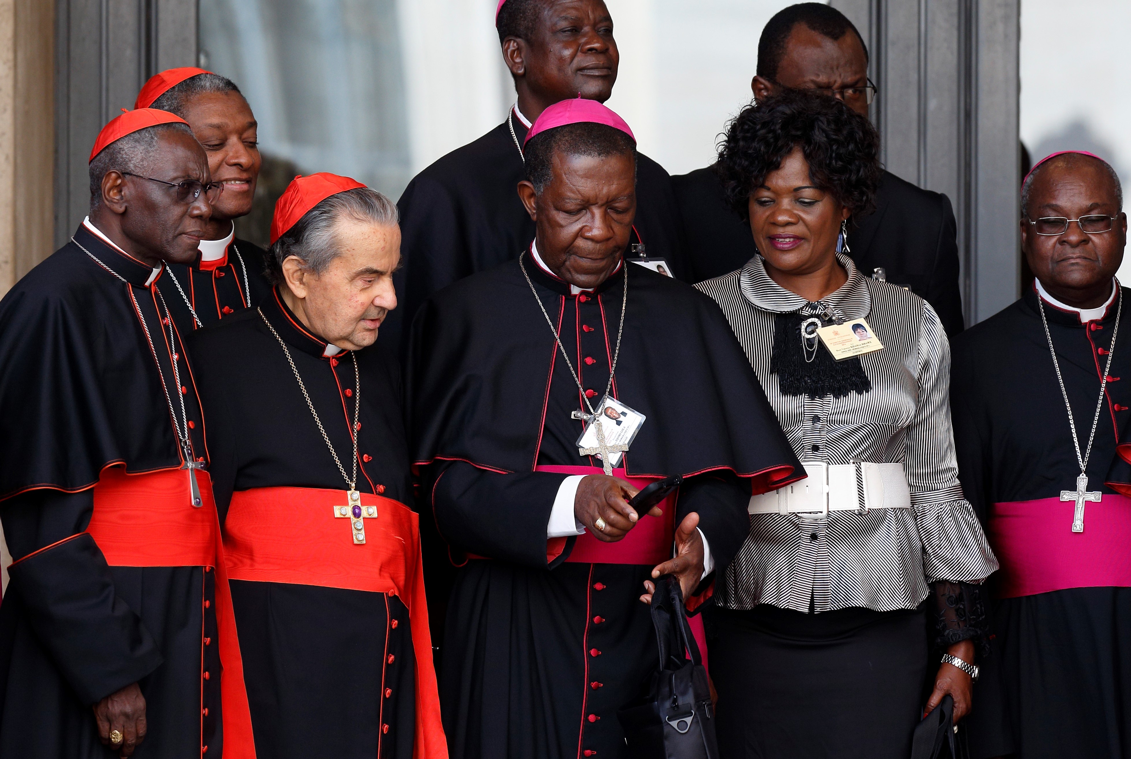 Bishop Nicolas Djomo, center front, failed to follow Vatican guidelines in dealing with allegations of a 2020 rape of a 14-year-old girl by a diocesan priest, The Washington Post has reported. (CNS/Paul Haring)