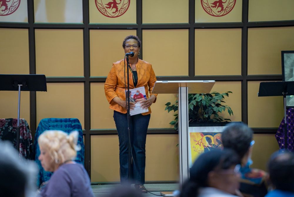 Vickie Figueroa, the Archdiocese pf Detroit's director of Cultural Ministries and coordinator of Black Catholic Ministry, speaks during the Black Catholic Women's Conference on Aug. 20. (Photos by Valaurian Waller, courtesy of Detroit Catholic)