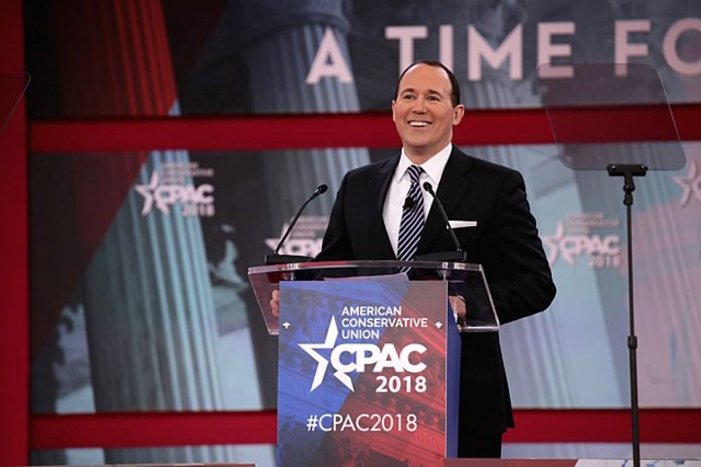 Raymond Arroyo speaks at the 2018 Conservative Political Action Conference in National Harbor, Maryland. Arroyo's weekly show "The World Over" began airing on EWTN in September 1996.