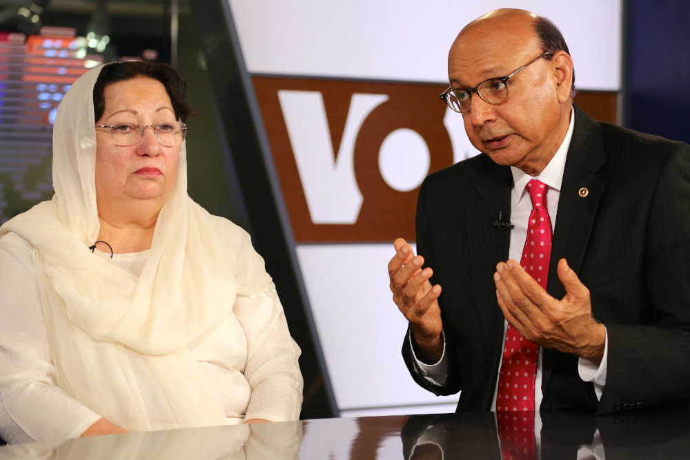 Khizr and Ghazala Khan, the parents of an Army captain killed in Iraq, speak with Voice of America’s Urdu service Aug. 1, 2016, in Washington, D.C. (AP/WIkimedia/Creative Commons/Voice of America/B. Allen)