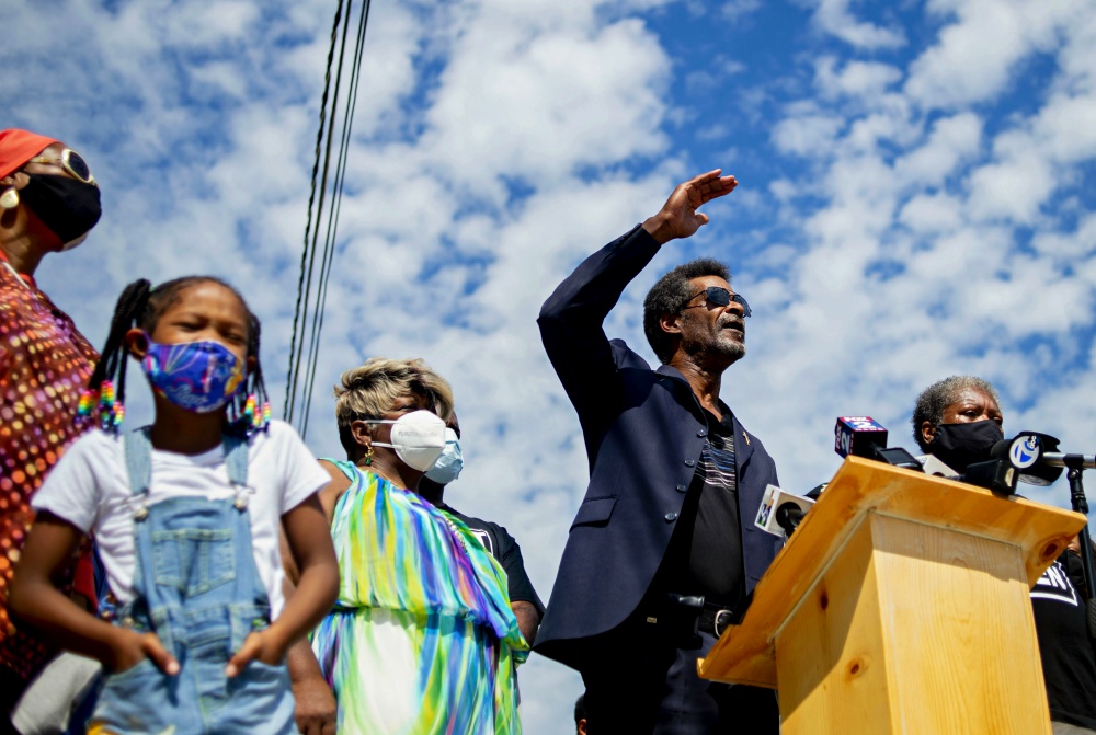 Flint City Councilman Eric Mays speaks during a press conference Aug. 21 outside of Christ Fellowship Missionary Baptist Church in Flint, Michigan. (AP/The Flint Journal/Jake May) Flint City Councilman Eric Mays speaks during a press conference Aug. 21 outside of Christ Fellowship Missionary Baptist Church in Flint, Michigan. (AP/The Flint Journal/Jake May)