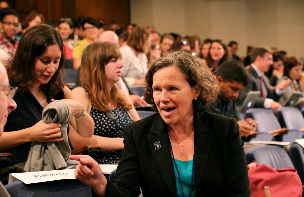 Jeanne Atkinson speaks to attendees at the 2017 Immigration Law and Policy Conference in Washington, D.C., Sept. 25. (Courtesy of CLINIC)