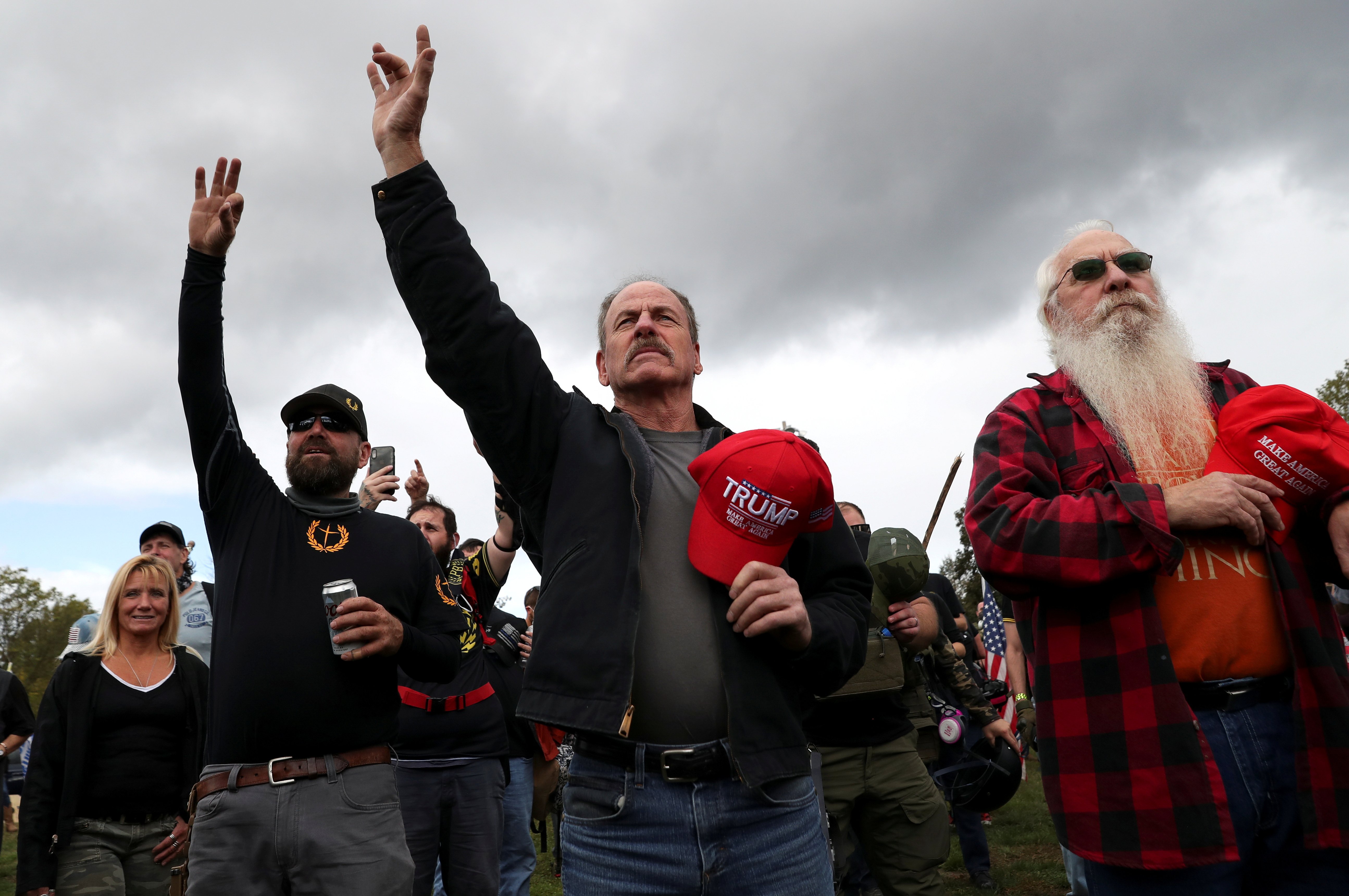 People with "Make America Great Again" hats at a rally in Portland, Oregon, Sept. 26 (CNS/Reuters/Leah Millis)