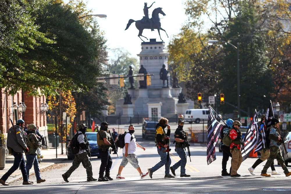 Armed demonstrators take part in a pro-gun rally in Richmond, Virginia, Nov. 21, 2020. (CNS/Reuters/Hannah McKay)