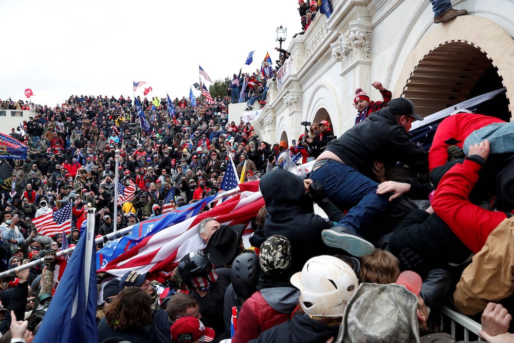 Supporters of President Donald Trump storm into the U.S. Capitol in Washington Jan. 6, 2021, during a rally to contest the certification of the 2020 presidential election. (CNS/Reuters/Shannon Stapleton)