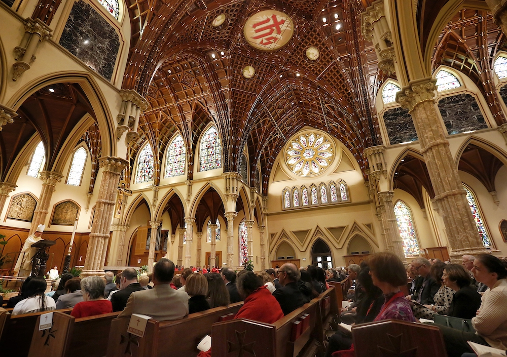 Holy Name Cathedral, seen here in this May 2017 photo, was one of 18 properties owned by the Chicago Archdiocese required by a city ordinance to benchmark, or track, its energy use. (CNS/Chicago Catholic/Karen Callaway)