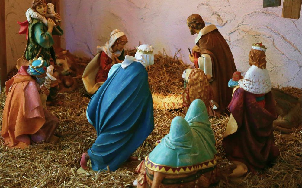 An empty crib is seen in a Nativity Dec. 19, 2017 at the headquarters of U.S. Conference of Catholic Bishops in Washington.