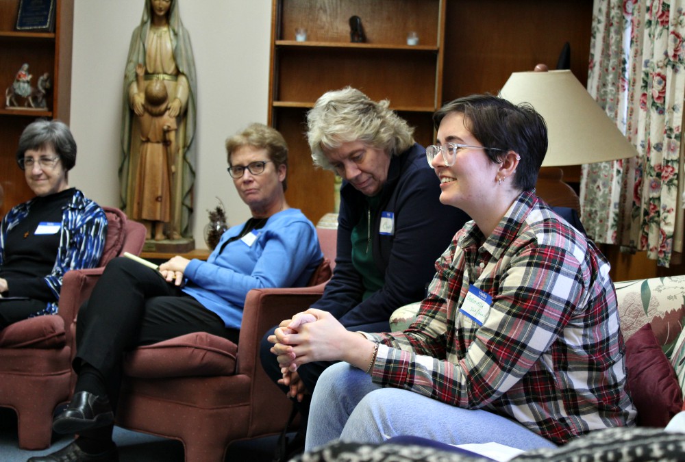 A November 2019 Nuns and Nones retreat at Mariandale, the Dominican Sisters of Hope's retreat center in Ossining, New York, from left: Maryknoll Sr. Arlene Trant, Dominican Sr. Patricia Magee, Dominican Sr. Connie Koch and Gabrielle Drouant