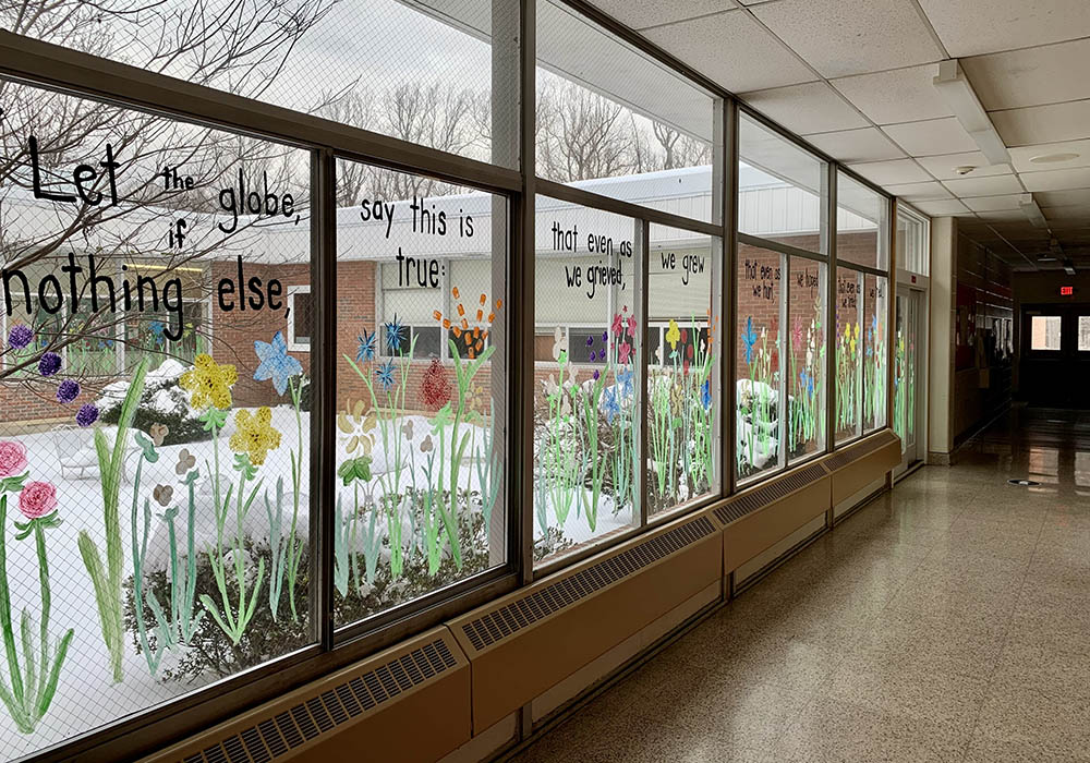 Glimpses of the Collier High School hallways beckoning in spring with the help of excerpts from Amanda Gorman's poem "The Hill We Climb" (Maddie Thompson)