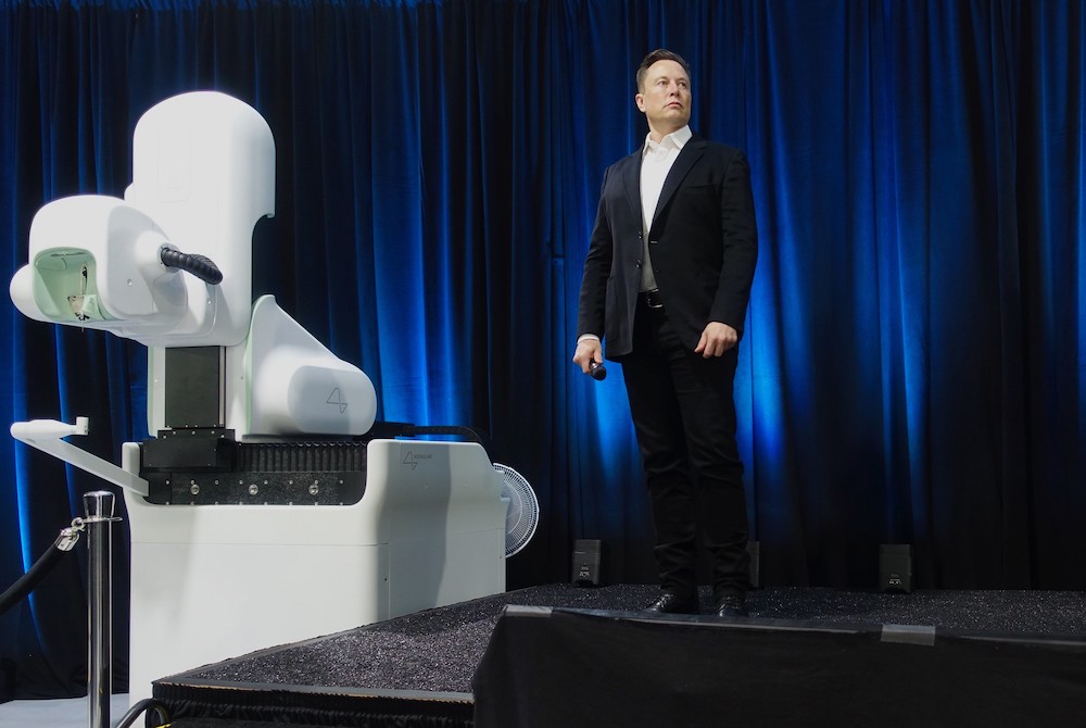 Elon Musk at an update on Neuralink brain implant technology, Aug. 28, 2020 (Flickr/Steve Jurvetson) Elon Musk at an update on Neuralink brain implant technology, Aug. 28, 2020 (Flickr/Steve Jurvetson)