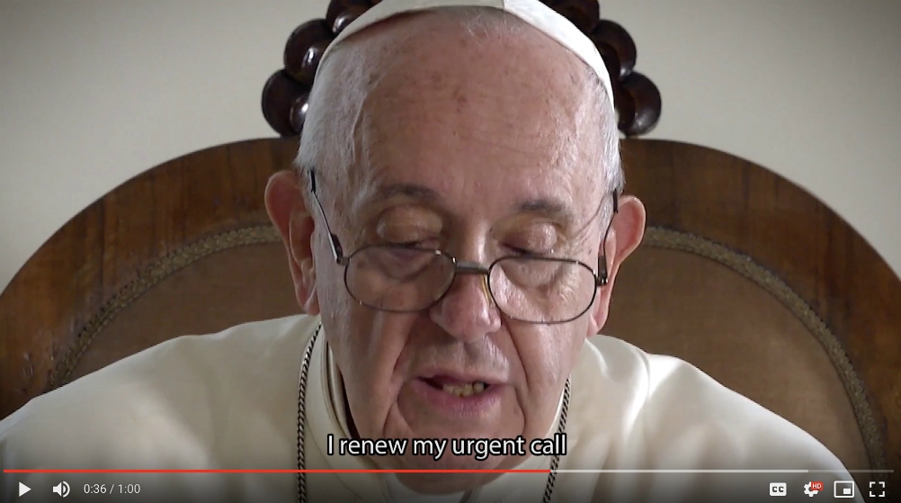 Screengrab of Pope Francis' video message announcing plans to mark the fifth anniversary of "Laudato Si', on Care for Our Common Home" (YouTube/ Global Catholic Climate Movement) Screengrab of Pope Francis' video message announcing plans to mark the fifth anniversary of "Laudato Si', on Care for Our Common Home" (YouTube/ Global Catholic Climate Movement)