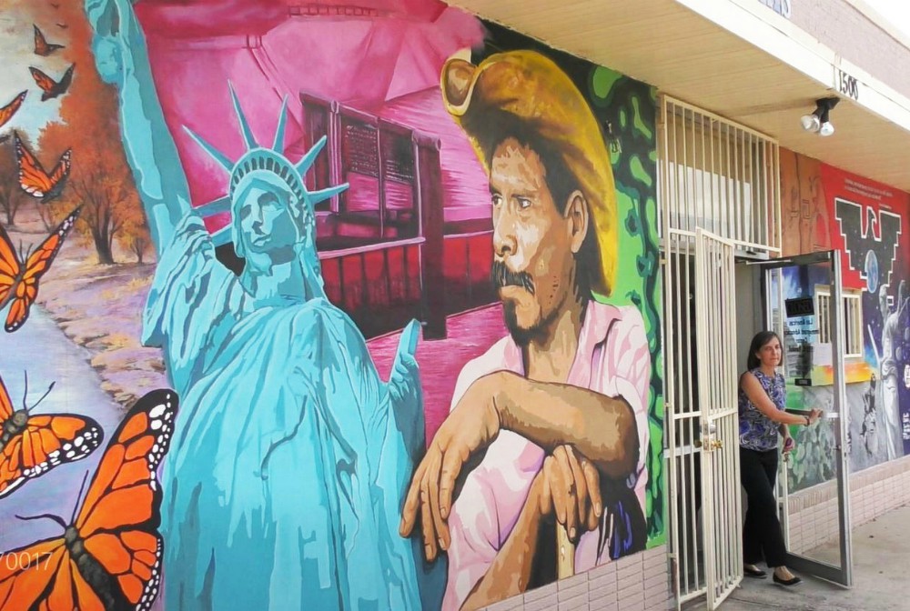 Immigration attorney Heidi Cerneka leaves Las Americas Refugee Advocacy Center in El Paso, Texas, in August 2019. (Meinrad Scherer Emunds)