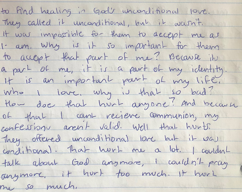 In her journal, Alana wrote about the pain of being judged for her sexual orientation: "Why is it so important for them to accept that part of me? Because it's a part of me, it is part of my identity. It is an important part of my life."