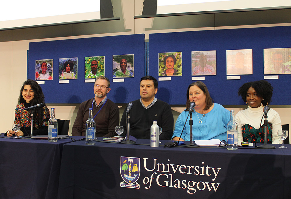 From left, Viviana González; Knut Andreas Lid; Alejandro Perez; Mo Hume; and Maryury Mosquera Palacios (NCR photo/Brian Roewe)