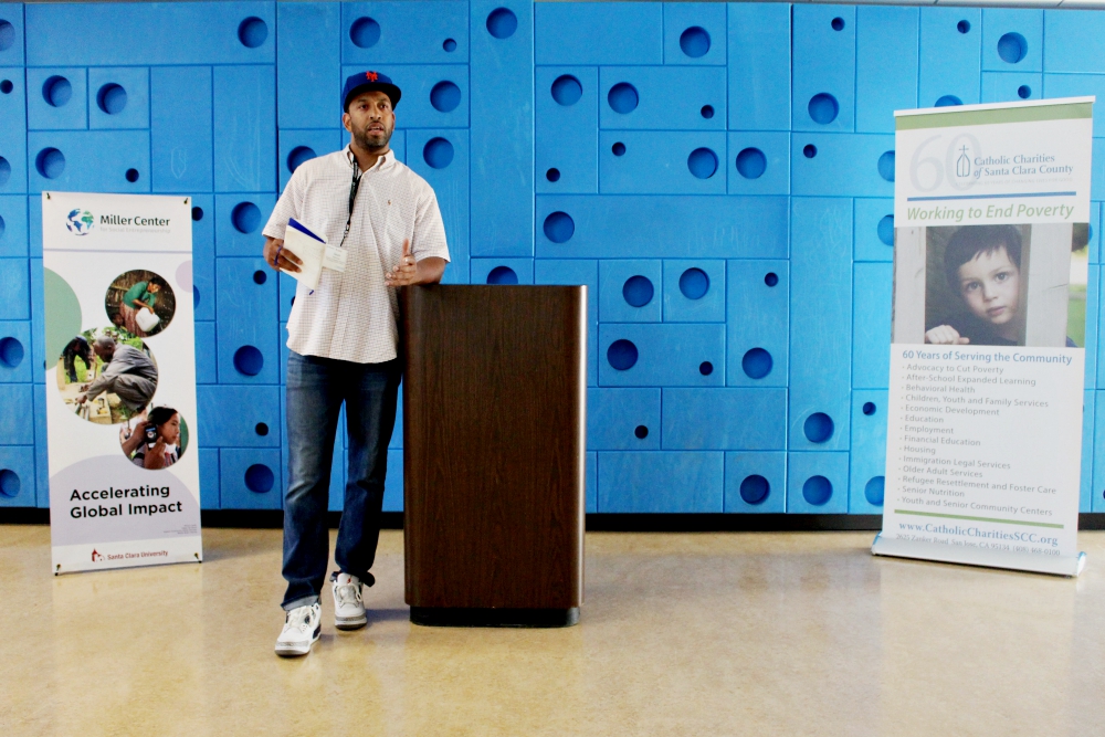 Sean Valentine, director of strategic initiatives for the Hidden Genius Project, gives his final presentation to attendees at the San Francisco Bay Area GSBI Boost workshop in San Jose, California, July 26. (Heather Adams)