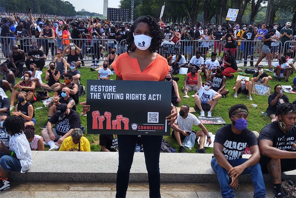 Jeanné Lewis at the Commitment March on Washington 2020. Lewis, a Catholic, is running for city council in Washington, D.C. (Provided photo)