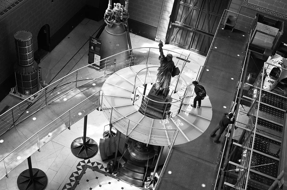 A bronze copy of sculptor Frederic-Auguste Bartholdi's model for the Statue of Liberty is seen in the Museum of Arts and Crafts in Paris. (Wikimedia Commons/Tieum512) A bronze copy of sculptor Frederic-Auguste Bartholdi's model for the Statue of Liberty is seen in the Museum of Arts and Crafts in Paris. (Wikimedia Commons/Tieum512)