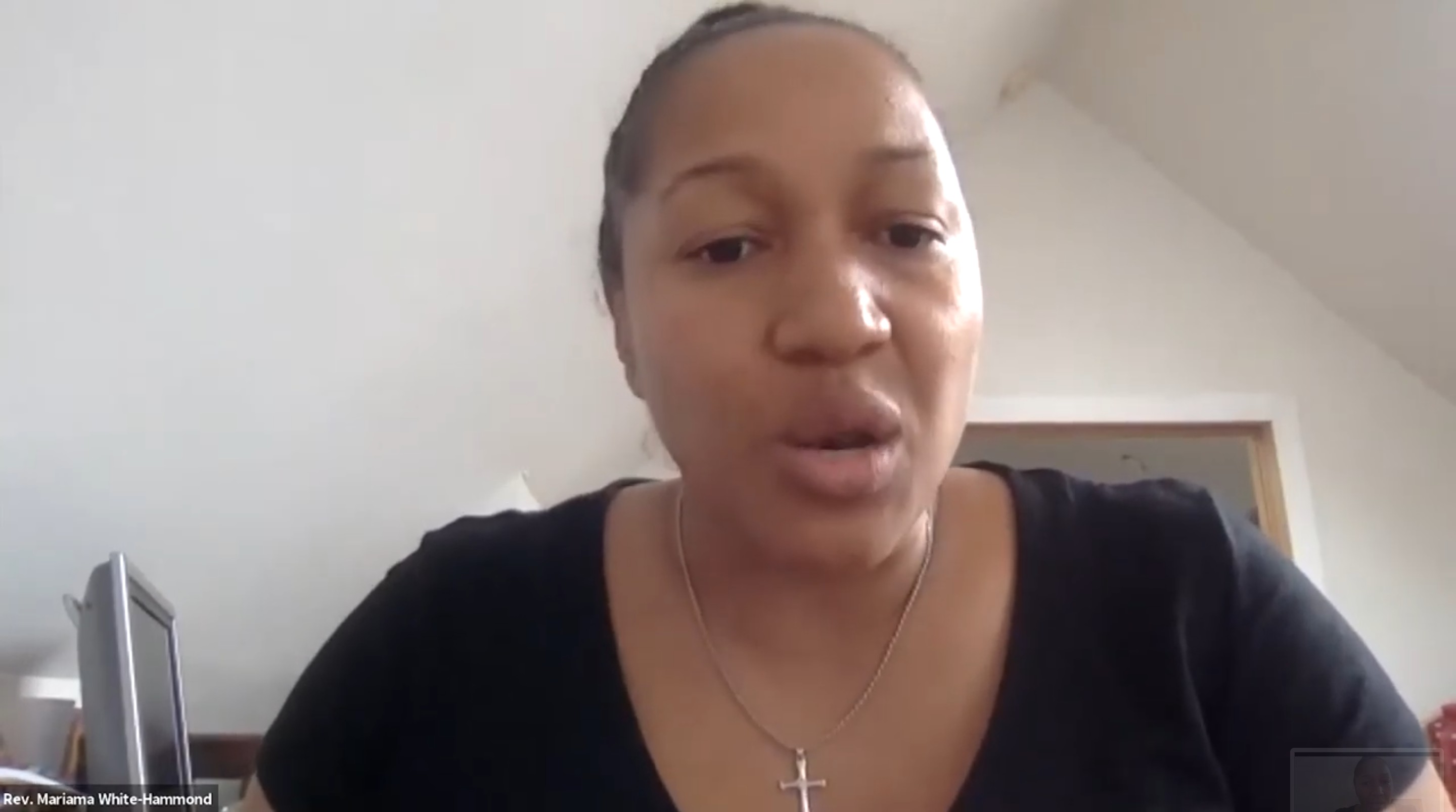 The Rev. Mariama White-Hammond, founding pastor of New Roots AME Church in Boston, speaks during the June 3 "Protecting Our Common Home" webinar sponsored by the Woods Hole Research Center. (Screenshot of YouTube/WHRC) The Rev. Mariama White-Hammond, founding pastor of New Roots AME Church in Boston, speaks during the June 3 "Protecting Our Common Home" webinar sponsored by the Woods Hole Research Center. (Screenshot of YouTube/WHRC)