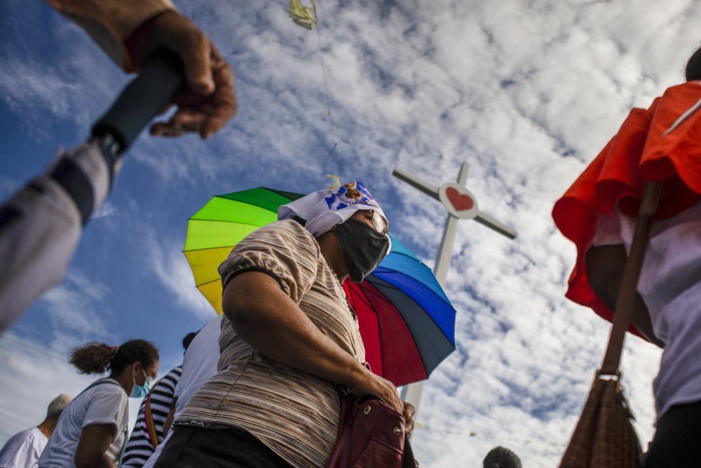 Faithful take part in a procession to the Cathedral Aug. 13 in Managua, Nicaragua. The Catholic Church has called on the faithful to peacefully arrive at the Cathedral in Managua after National Police denied permission for a planned religious procession o