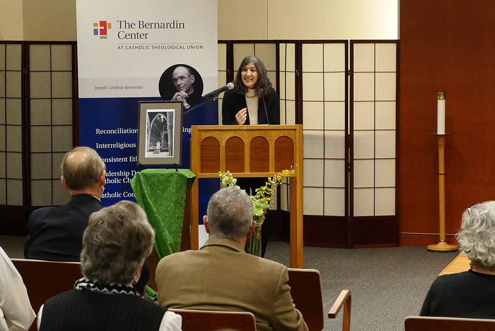 Julie Hanlon Rubio speaks during an event marking the 25th anniversary of the death of Cardinal Joseph Bernardin, Nov. 14 at the Bernardin Center at Catholic Theological Union in Chicago. (Courtesy of Catholic Theological Union)