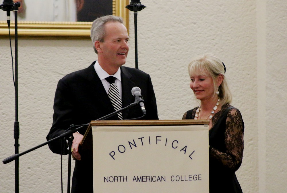 Tim and Steph Busch receive the Pontifical North American College Rector's Award in 2016. (Courtesy of Napa Institute)