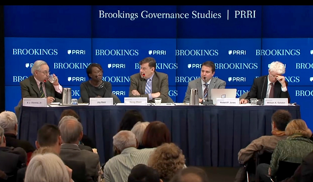 A panel presented by Public Religion Research Institute and the Brookings Institution in Washington, D.C., Dec. 5 discusses "What does it mean to be Republican under Trump?" (YouTube/Brookings Institution)