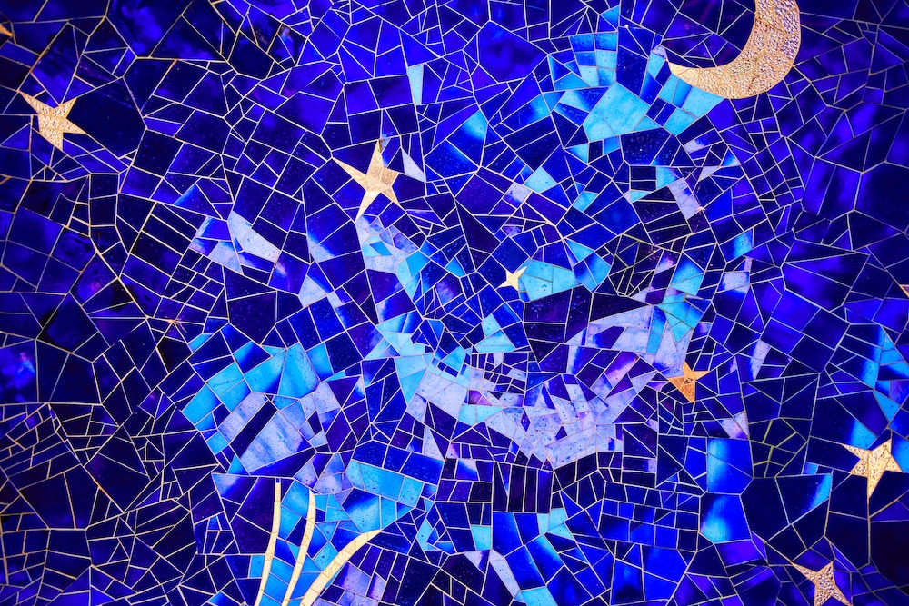 Picture of blue mosaic showing stars