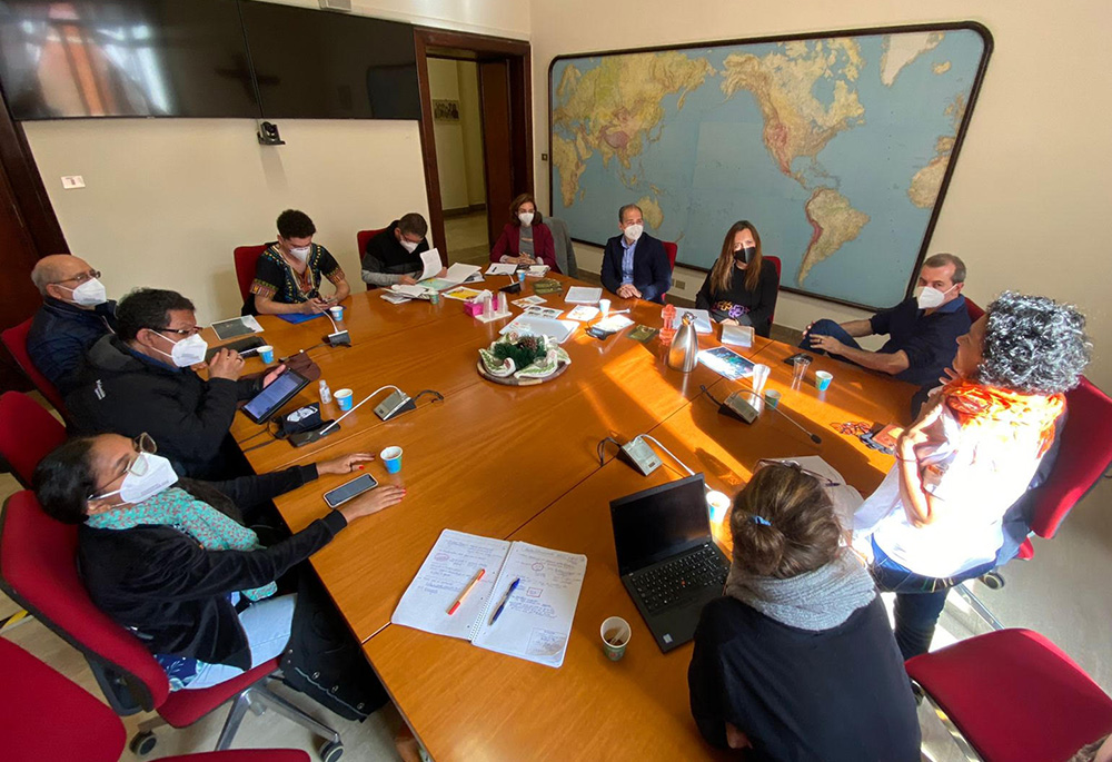 Members of a delegation from Latin America meet with Caritas Internationalis at the Vatican. (Courtesy of Guilherme