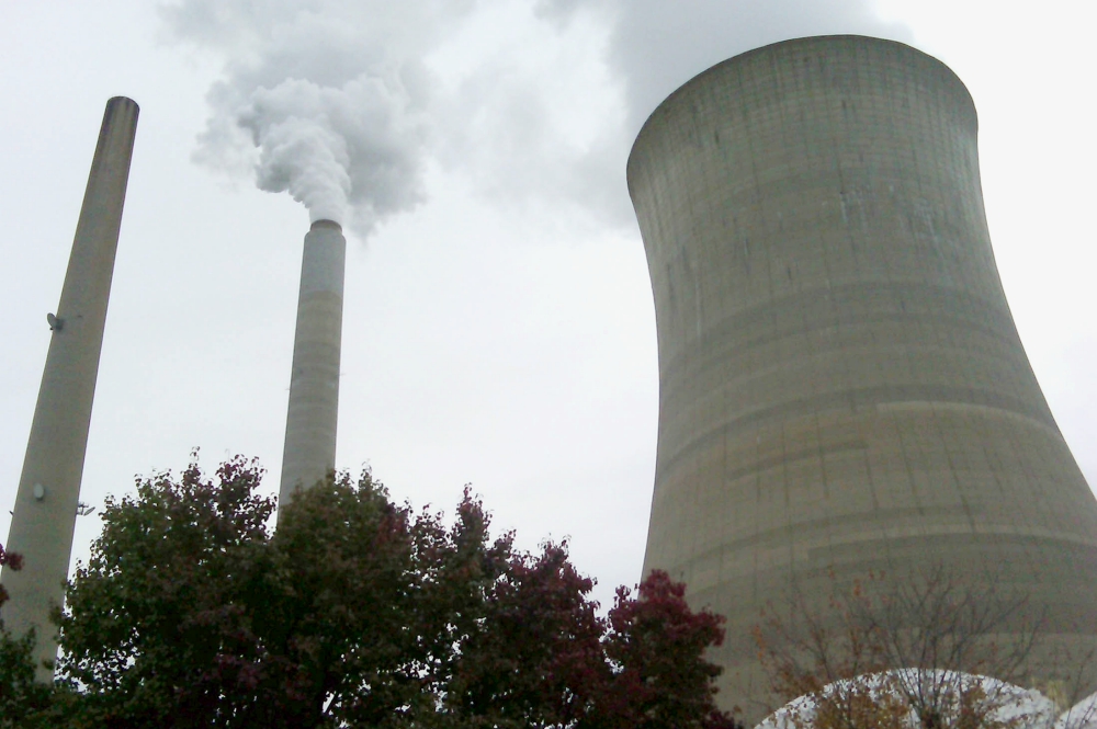 Smoke rises from two smokestacks at the American Electric Power Co.'s Mountaineer plant in New Haven, West Virginia, in a 2009 file photo. (CNS/Reuters/Ayesha Rascoe)