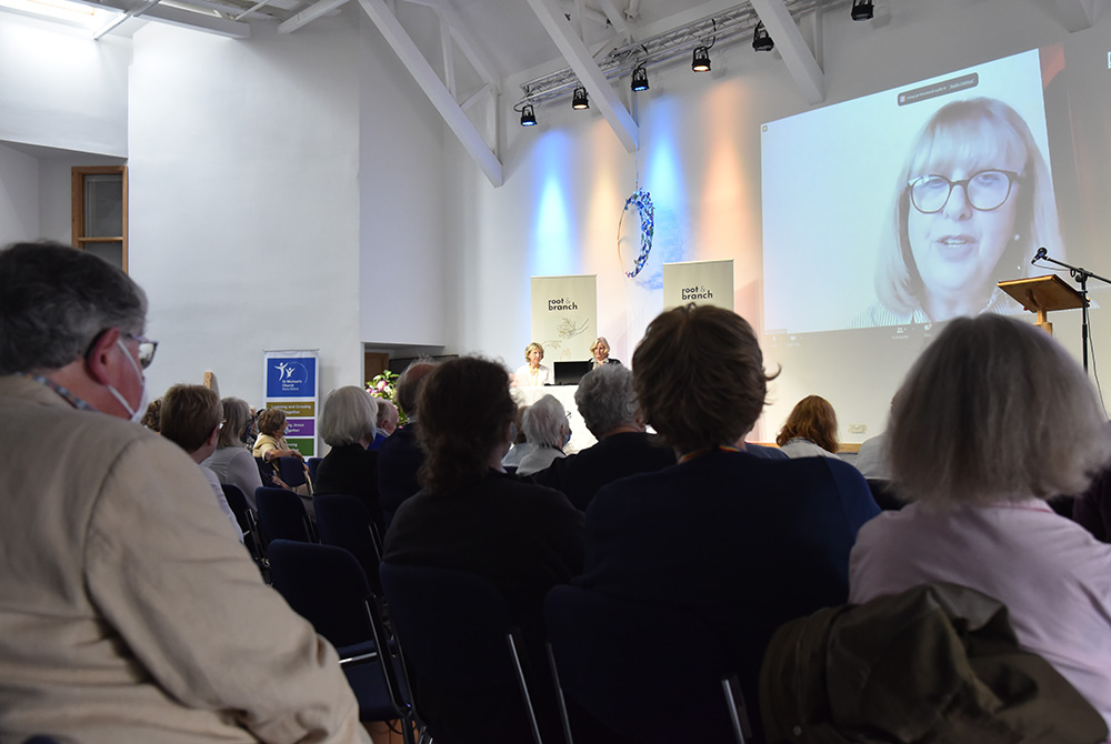 Former Irish President Mary McAleese speaks to the Root and Branch Synod Sept. 10. (Courtesy of Root and Branch Synod/Brek Taylor)