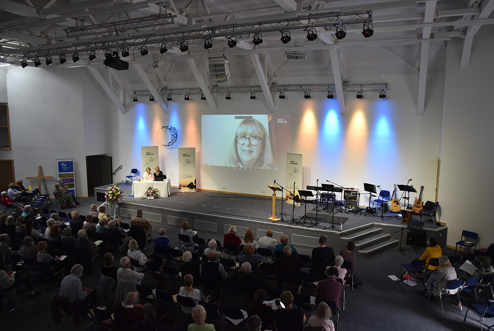 Former Irish President Mary McAleese speaks to the Root and Branch Synod Sept. 10. (Courtesy of Root and Branch Synod/Brek Taylor)