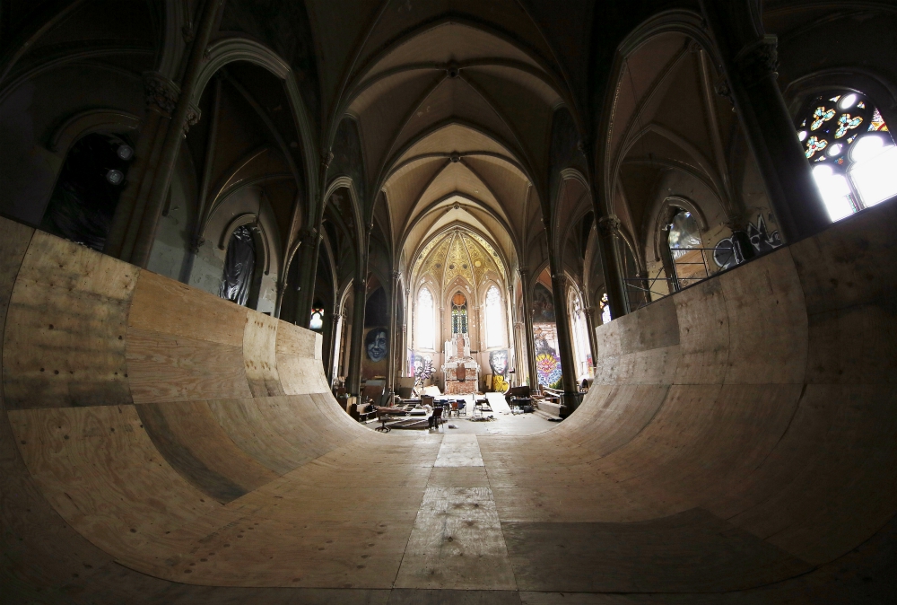 A halfpipe occupies the nave of the former St. Liborius Catholic Church in Old North St. Louis. The church has been converted into SK8 Liborious in recent years. (RNS/Bill Motchan) A halfpipe occupies the nave of the former St. Liborius Catholic Church in Old North St. Louis. The church has been converted into SK8 Liborious in recent years. (RNS/Bill Motchan)