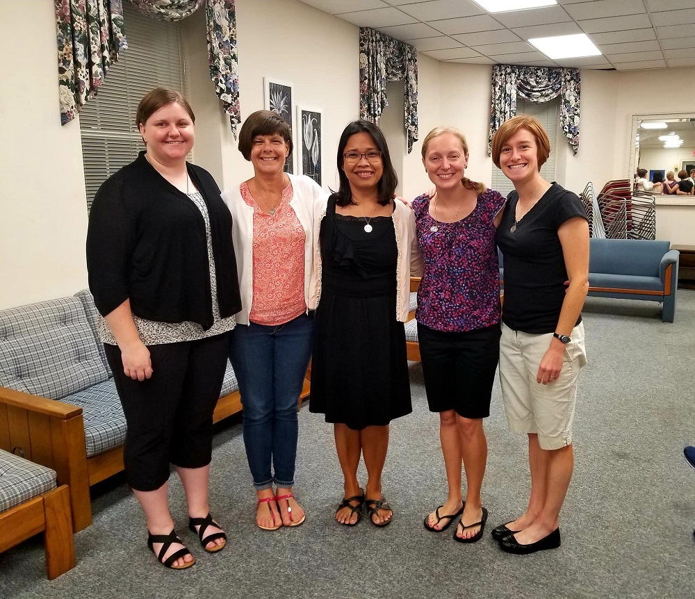 From left: Sr. Whitney Schieltz, Sr. Andrea Koverman, Sr. Romina Sapinoso, Sr. Tracy Kemme and Sr. Annie Klapheke, all Sisters of Charity of Cincinnati. Schieltz, Kemme and Klapheke were all under 40 when they joined the community. (Courtesy of the Sister